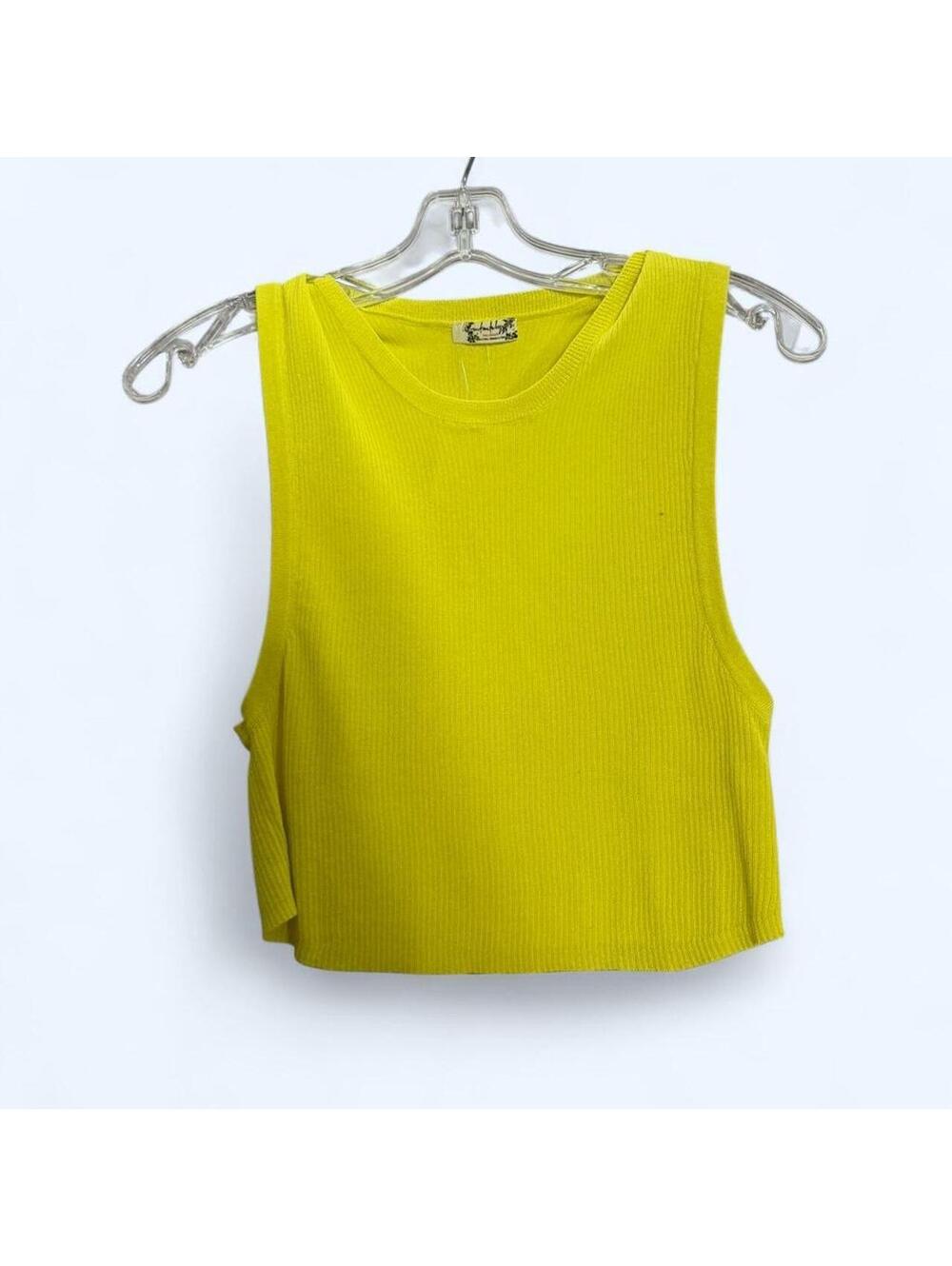 Yellow ribbed tank top